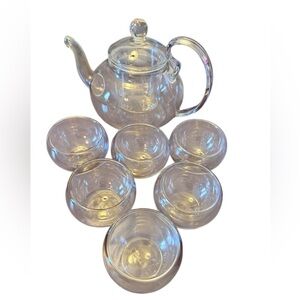 Elegant Glass Teapot Set with Cups